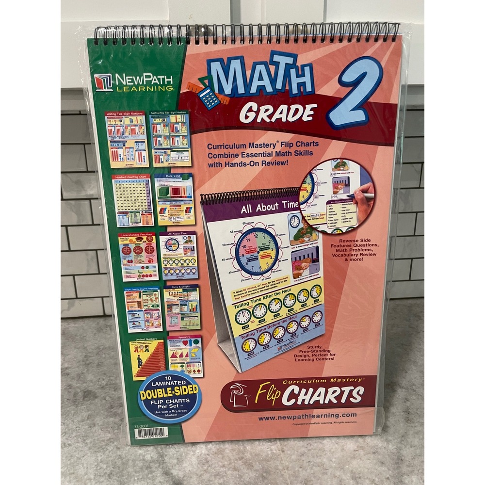 NewPath Learning Math Flip Charts Grade 2 Multicolor Curriculum Mastery 33-2001